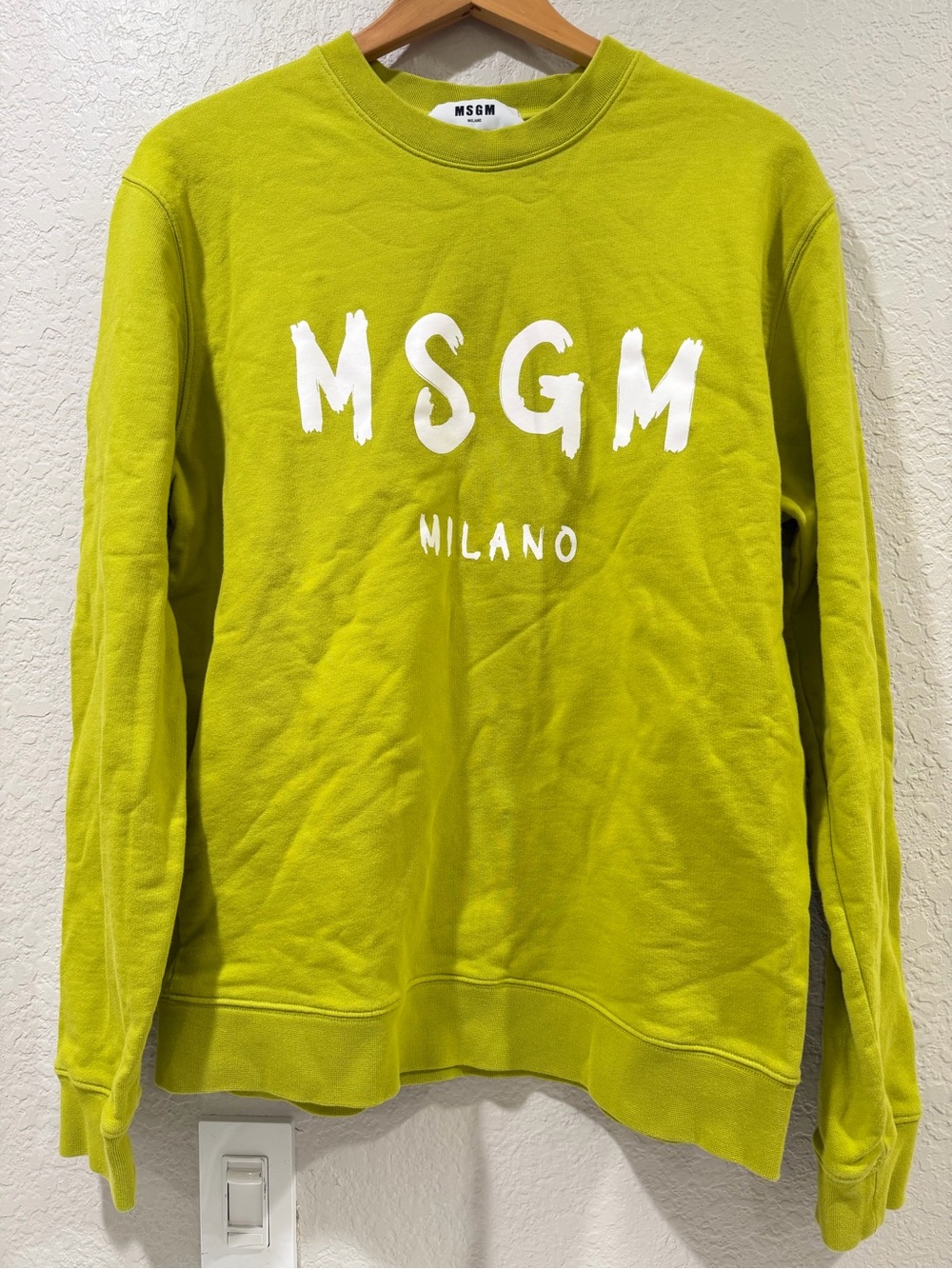 MSGM COTTON CREWNECK T-SHIRT WITH NEW BRUSHED MSGM LOGO YELLOW Size XL